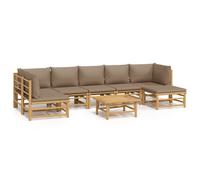 vidaXL Ensemble salon de jardin 8 pièces en bambou avec coussins taupe