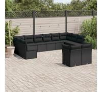 vidaXL Ensemble Salon Jardin 12 pcs - Noir