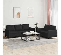 vidaXL Ensemble de canapés 2 pcs avec coussins Noir Similicuir