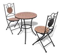 vidaXL Ensemble bistro 3 pièces Carreaux céramiques Terre cuite Marron
