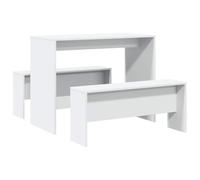 vidaXL Ensemble table à manger et bancs 3pcs Blanc Bois d'ingénierie