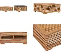 vidaXL Ensemble table de jardin et tabouret de pied avec coussin gris foncé en teck - Table de jardin - Tables de jardin - Repose-pieds en bois