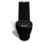 vidaXL Ensemble WC au sol & bidet noir Céramique