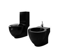 vidaXL Ensemble WC et Bidet Noir