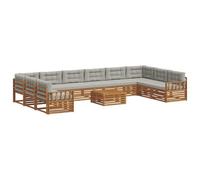 vidaXL Ensembles de canapés avec coussin 11 pcs Gris Naturel et Clair