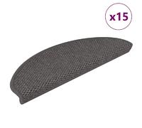 vidaXL Tapis d'Escalier Autocollants Aspect Sisal 15 pcs, Moquettes de Marches, Protections d'Escalier, Tapis de Marche, Argenté 65x21x4 cm