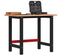 vidaXL Établi 100x60x81,5 cm bois massif de hêtre rectangulaire, table de travail, poste de travail, table de travail en 3309662