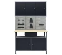 vidaXL Établi avec 3 Panneaux muraux et 1 Armoire