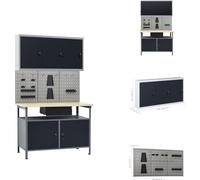 vidaXL Établi avec 3 panneaux à outils et 1 armoire murale - Établis