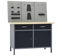 vidaXL Établi avec 3 panneaux muraux pour outils – Gris G
