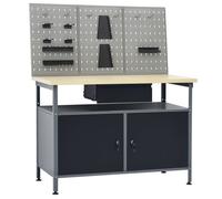 vidaXL Établi avec 3 panneaux à outils – Table de travail, porte-outils, rangement