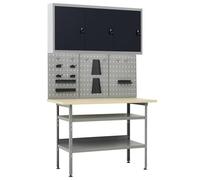 vidaXL Établi avec 3 panneaux muraux et 1 armoire