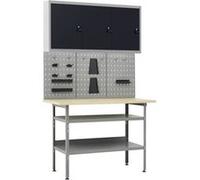 vidaXL Établi avec 3 panneaux à outils et 1 armoire murale