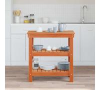 vidaXL Établi avec étagère Brun cire 78,5 x 50 x 80 cm Pin massif