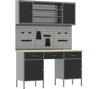 vidaXL Établi avec rangement 10 pièces Noir Ingénieurs Bois et acier