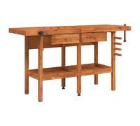vidaXL Établi avec Tiroir et Étaux, Banc de Travail en Bois, Table d'Atelier, Table de Bricolage Garage Maison, 162x62x83 cm Bois Massif d'Acacia