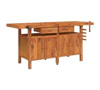 vidaXL Établi avec Tiroir et Étaux, Banc de Travail en Bois, Table d'Atelier, Table de Bricolage Garage Maison, 162x62x83 cm Bois Massif d'Acacia