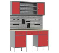 vidaXL Établi avec tiroirs 10 pièces Rouge Ingénieurs Bois et acier