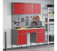 vidaXL Établi avec tiroirs 10 pièces Rouge Ingénieurs Bois et acier