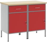 vidaXL Établi avec tiroirs 2 pcs rouge et gris 100 x 55 x 85 cm