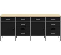 vidaXL Établi avec tiroirs 4 pcs noir et gris 200 x 55 x 85 cm
