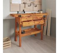 vidaXL Établi avec tiroirs et étaux 124x52x83 cm Bois massif d'acacia 153322 Marron G