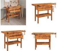 vidaXL Etabli avec tiroirs étaux 124x52x83 cm Bois d'acacia - Etabli - Etablis - Table de travail - Poste de travail