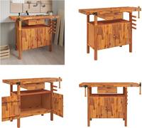 vidaXL Etabli avec tiroirs étaux 124x52x83 cm Bois d'acacia - Etabli - Etablis - Table de travail - Poste de travail