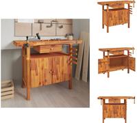 vidaXL Etabli avec tiroirs étaux 124x52x83 cm Bois d'acacia - Etablis
