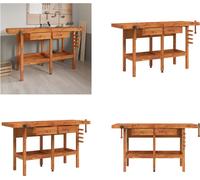 vidaXL Etabli avec tiroirs étaux 162x62x83 cm bois d'acacia - Etabli - Etablis - Table de travail - Poste de travail