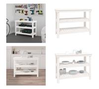 vidaXL Etabli Blanc 110,5x50x80 cm Pin massif - Etabli - Etablis - Banc de stockage - Banc en bois