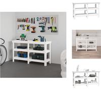 vidaXL Etabli Blanc 142,5x50x80 cm Pin massif - Etablis