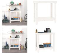vidaXL Etabli Blanc 80x50x80 cm Pin massif - Etabli - Etablis - Banc de stockage - Table de travail de garage