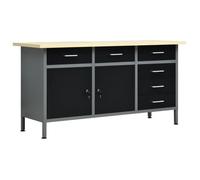 vidaXL Table de travail 160 x 60 x 85 cm Acier Noir