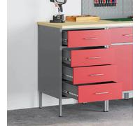 vidaXL Établi rouge et gris 50 x 55 x 85 cm Ingénieurs Bois et acier