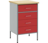 vidaXL Établi rouge et gris – Bois et acier – 50 x 55 x 85 cm