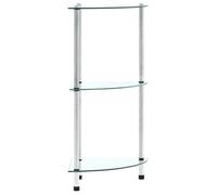 Etagère 3 niveaux Transparent 30x30x67 cm Verre trempé