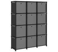 vidaXL Étagère à 12 cubes - Noir/Tissu