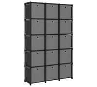 vidaXL Étagère à 15 Cubes Noir