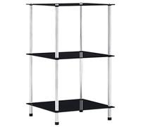 vidaXL Etagère à 3 Niveaux Bibliothèque Meuble de Rangement Etagères à Livres Meuble à Livres Salon Bureau Maison Vitrine Noir 40x40x67 cm Verre Trempé