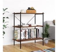 vidaXL Étagère 3 niveaux 80x40x92 cm – Meuble de rangement noir et naturel