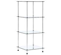 vidaXL Etagère à 4 Niveaux Bibliothèque Meuble de Rangement Etagères à Livres Meuble à Livres Salon Bureau Maison Vitrine Transparent 40x40x100 cm Verre Trempé