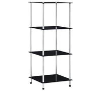 vidaXL Etagère à 4 Niveaux Bibliothèque Meuble de Rangement Etagères à Livres Meuble à Livres Salon Bureau Maison Vitrine Noir 40x40x100 cm Verre Trempé