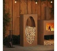 Etagère à bois 50x23x100 cm acier résistant aux intempéries, support à bûches de cheminée, support à bûches, support 864186