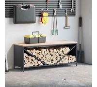 vidaXL Étagère à bois de chauffage avec plateau en bois anthracite