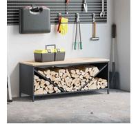 vidaXL Étagère à bois de chauffage – Plateau en bois anthracite, support à bûches de cheminée