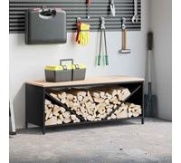 vidaXL Étagère à bois de chauffage avec plateau en bois noir
