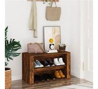 vidaXL Étagère à Chaussures Range-chaussures Armoire de Rangemente Meuble à Chaussures Entrée Couloir Chêne Fumé 75x35x45 cm Bois d'Ingénierie Marron G