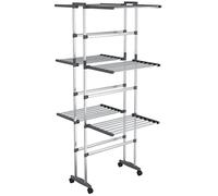 vidaXL Étagère à Linge à 3 Niveaux avec Roues Argenté 60x70x129 cm