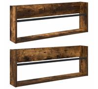 vidaXL Étagère à magazines 2 pcs Chêne fumé 80 x 12 x 30 cm
